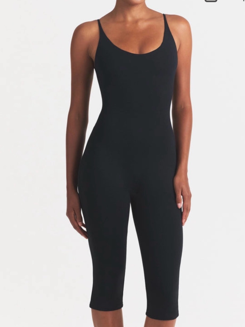 SKIMS Smooth Lounge Capri Catsuit Black Jumpsuit XXS